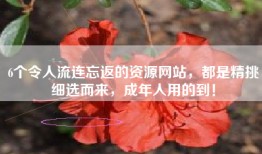 6个令人流连忘返的资源网站，都是精挑细选而来，成年人用的到！