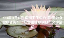 2024年11月15日 南街卫生中心 第8期公众健康咨询：“联合国糖尿病日”义诊活动