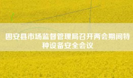 固安县市场监督管理局召开两会期间特种设备安全会议