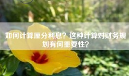 如何计算厘分利息？这种计算对财务规划有何重要性？