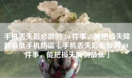 手机丢失后必做的 10 件事，能把损失降到最低手机防盗「手机丢失后必做的 10 件事，能把损失降到最低」