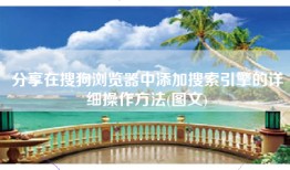 分享在搜狗浏览器中添加搜索引擎的详细操作方法(图文)