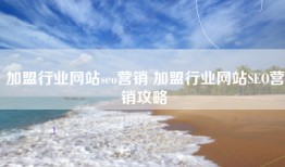 加盟行业网站seo营销 加盟行业网站SEO营销攻略