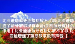 比亚迪唐蓝牙连接后放不了歌(比亚迪唐连了蓝牙放歌没有声音)手机蓝牙有什么作用「比亚迪唐蓝牙连接后放不了歌(比亚迪唐连了蓝牙放歌没有声音)」